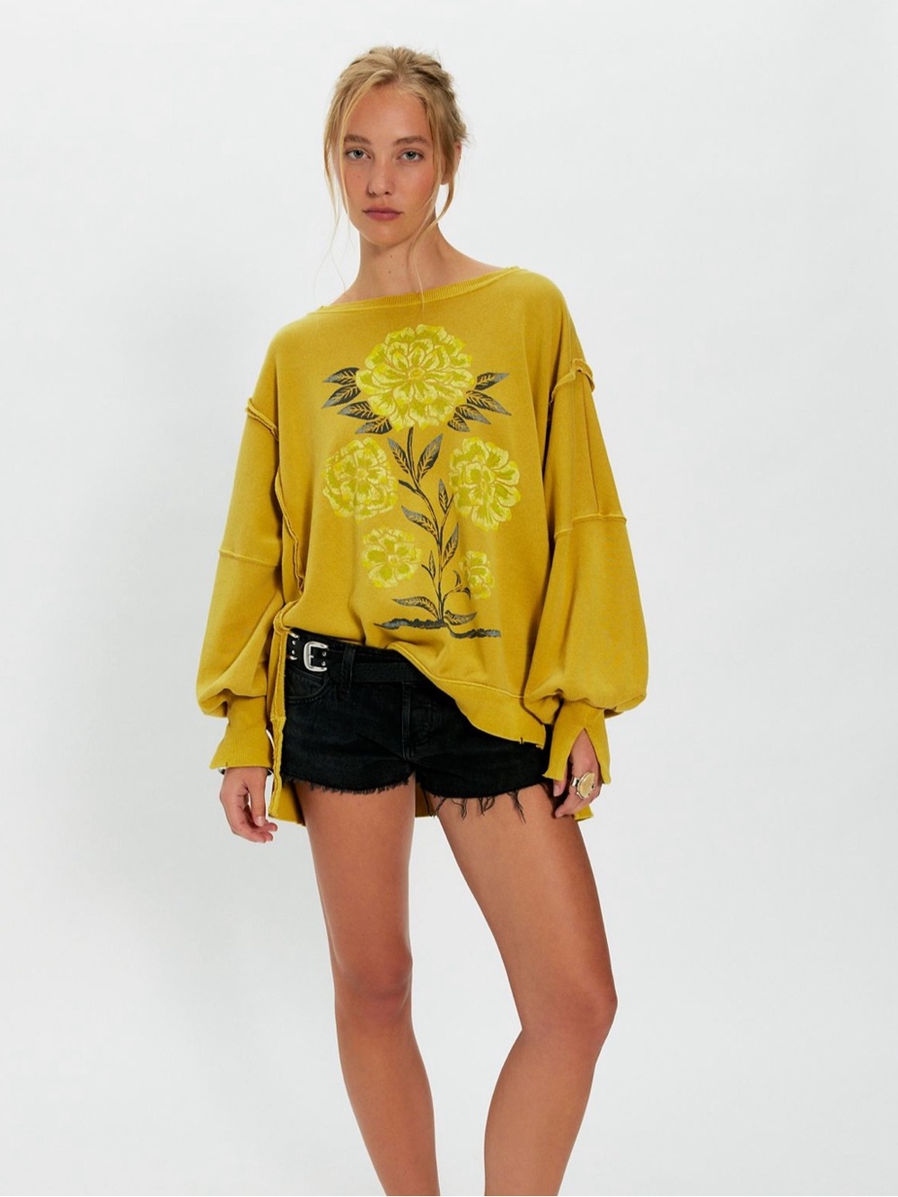Free People Graphic Camden in Lemon Party Combo // Small NWT